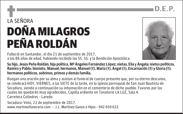 Dª MILAGROS PEÑA ROLDÁN