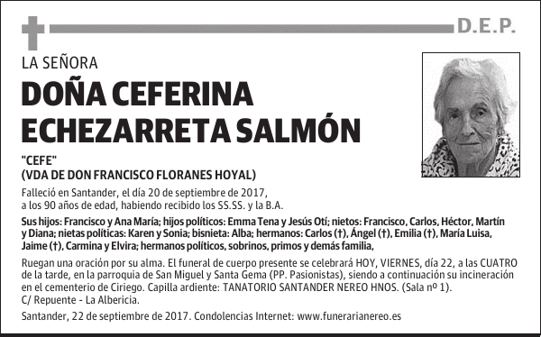 DOÑA CEFERINA ECHEZARRETA SALMÓN