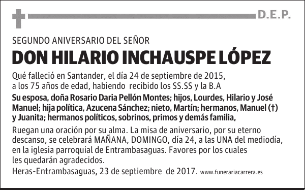 DON HILARIO INCHAUSPE LOPEZ