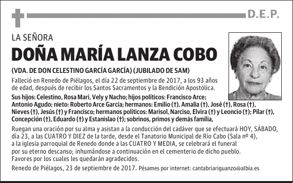 DOÑA MARÍA LANZA COBO