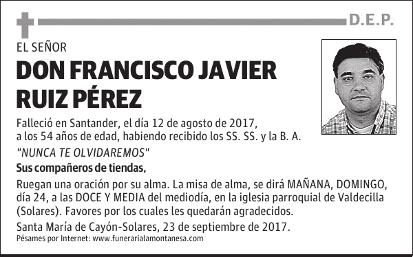 DON FRANCISCO JAVIER RUIZ PÉREZ