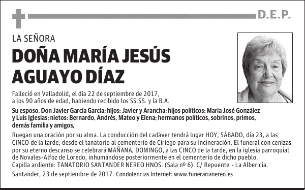 DOÑA MARÍA JESÚS AGUAYO DÍAZ