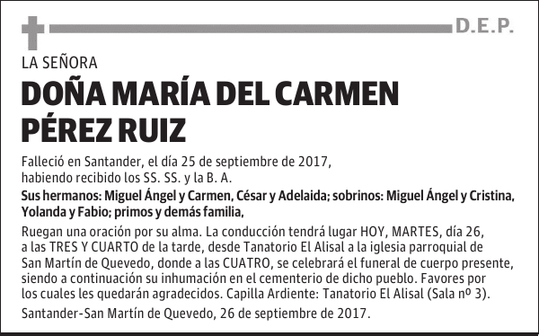 Doña María del Carmen Pérez Ruiz