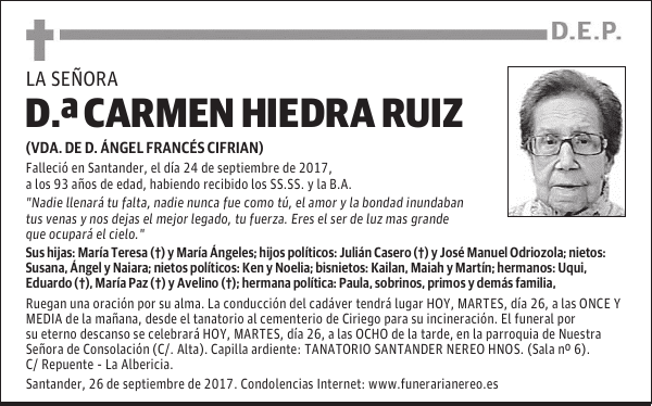 DOÑA CARMEN HIEDRA RUIZ