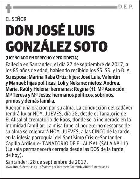 D. JOSÉ LUIS GONZÁLEZ SOTO