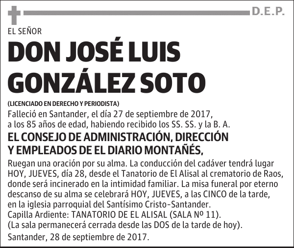 D. JOSÉ LUIS GONZÁLEZ SOTO