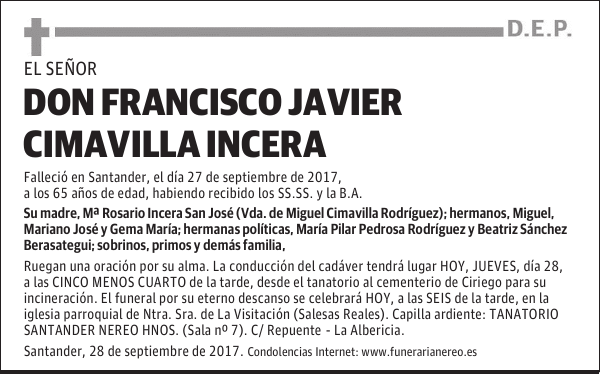 DON FRANCISCO JAVIER CIMAVILLA INCERA