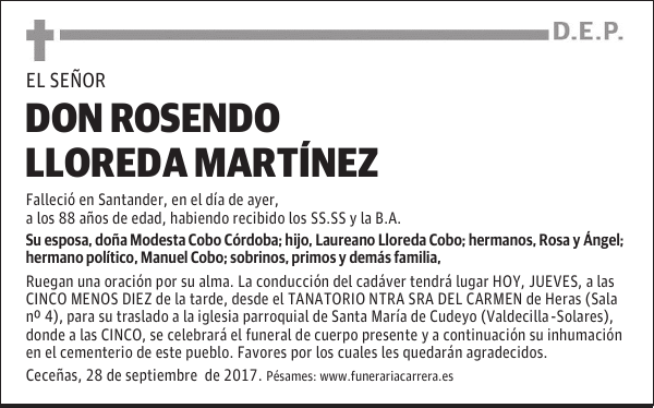 DON ROSENDO LLOREDA MARTÍNEZ