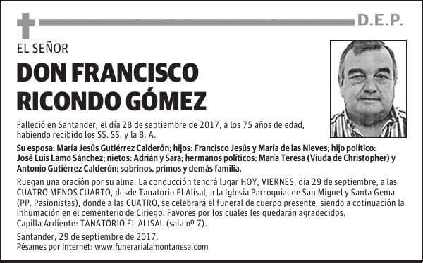 DON FRANCISCO RICONDO GÓMEZ