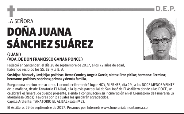 DOÑA JUANA SÁNCHEZ SUÁREZ