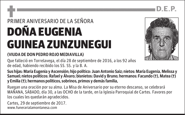 DOÑA EUGENIA GUINEZ ZUNZUNEGUI