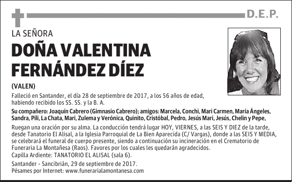 DOÑA VALENTINA FERNÁNDEZ DÍEZ