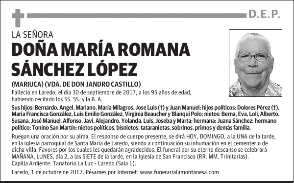 DOÑA MARÍA ROMANA SÁNCHEZ LÓPEZ