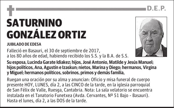SATURNINO GONZÁLEZ ORTÍZ