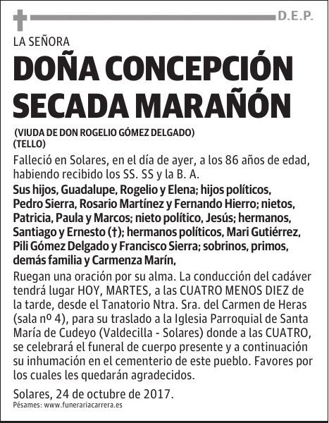 DOÑA CONCEPCIÓN SECADA MARAÑÓN