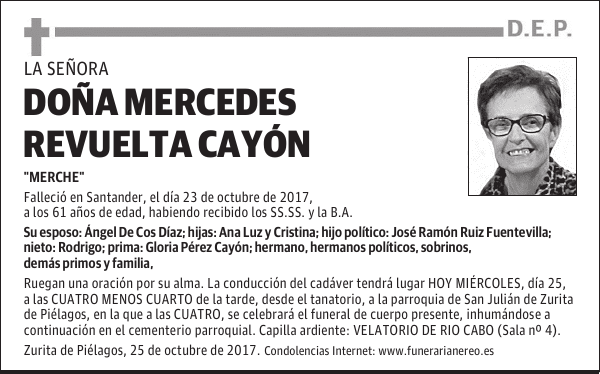 DOÑA MERCEDES REVUELTA CAYÓN