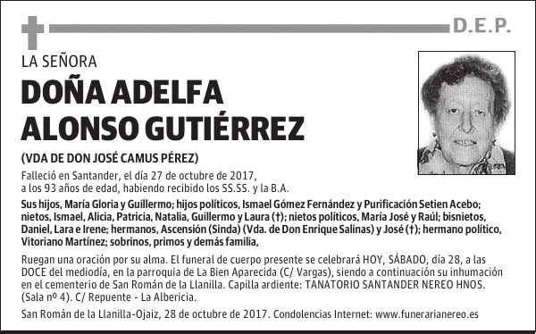 DOÑA ADELFA ALONSO GUTIERREZ