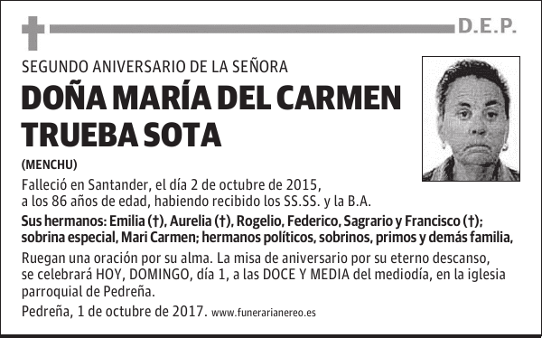 DOÑA MARIA DEL CARMEN TRUEBA SOTA