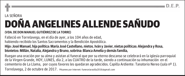 Doña Angelines Allende Sañudo