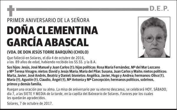 DOÑA CLEMENTINA GARCÍA ABASCAL