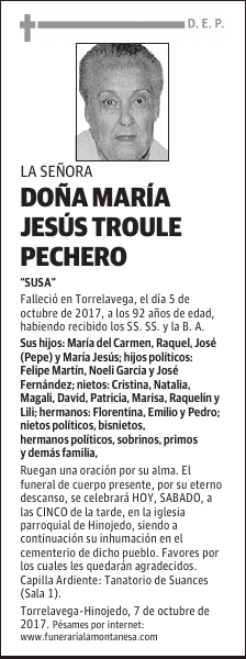 DOÑA MARÍA JESÚS TROULE PECHERO