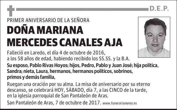 DOÑA MARIANA MERCEDES CANALES AJA