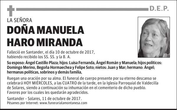 DOÑA MANUELA HARO MIRANDA