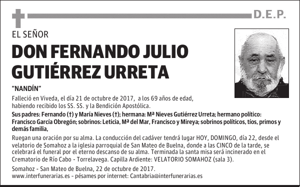 DON FERNANDO JULIO GUTIÉRREZ URRETA