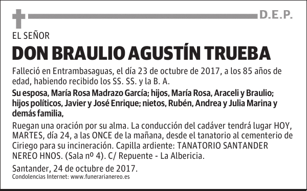 DON BRAULIO AGUSTÍN TRUEBA