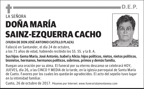 DOÑA MARÍA SAINZ-EZQUERRA CACHO