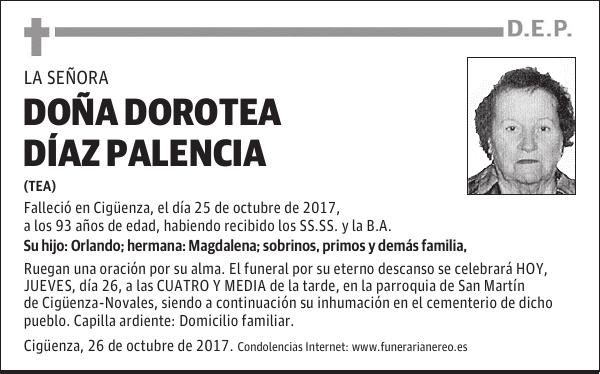 DOÑA DOROTEA DIAZ PALENCIA