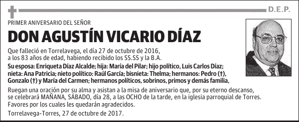 D. AGUSTIN VICARIO DIAZ