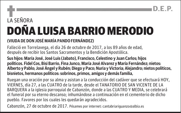 DOÑA LUISA BARRIO MERODIO