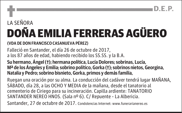 DOÑA EMILIA FERRERAS AGÜERO