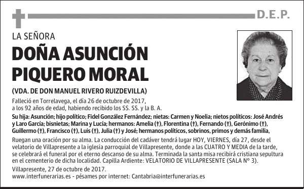 Da ASUNCIÓN PIQUERO MORAL