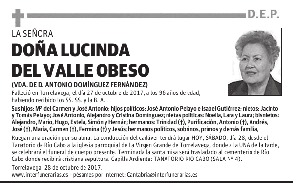 Da. LUCINDA DEL VALLE OBESO