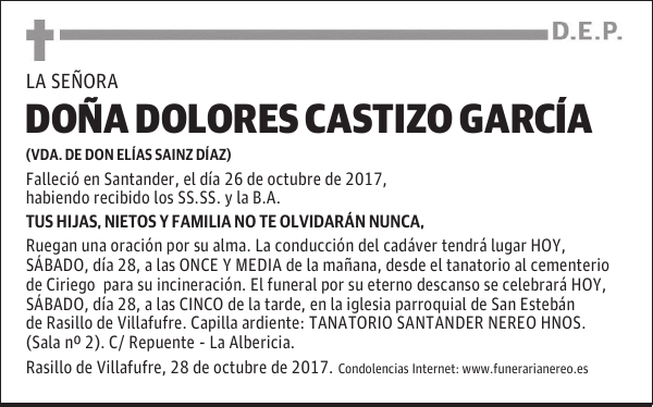 DOÑA DOLORES CASTIZO GARCÍA