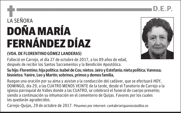 DOÑA MARÍA FERNÁNDEZ DÍAZ