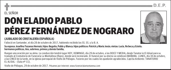 Don Eladio Pablo Pérez Fernández de Nograro