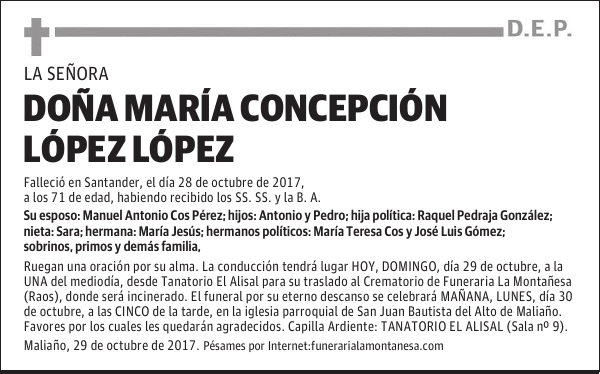 DOÑA MARÍA CONCEPCIÓN LÓPEZ LOPEZ