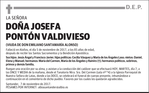 DOÑA JOSEFA PONTÓN VALDIVIESO