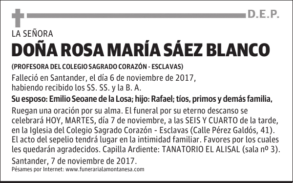 DOÑA ROSA MARÍA SÁEZ BLANCO