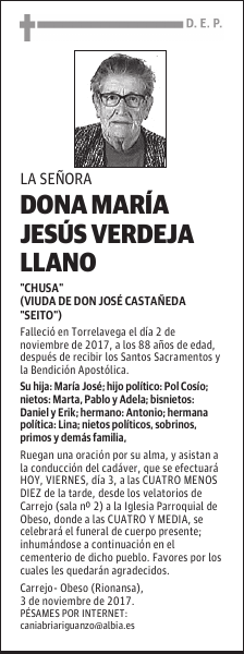 DONA MARÍA JESÚS VERDEJA LLANO