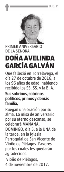 DOÑA AVELINDA GARCÍA GALVÁN