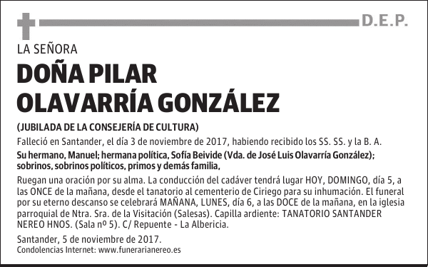 DOÑA PILAR OLAVARRÍA GONZÁLEZ