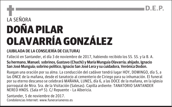 DOÑA PILAR OLAVARRÍA GONZÁLEZ