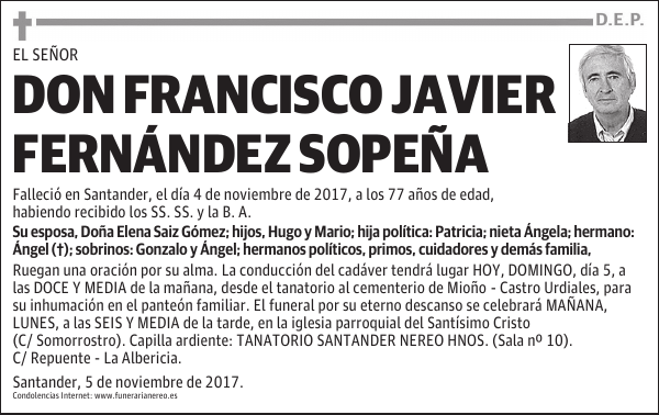 DON FRANCISCO JAVIER FERNÁNDEZ SOPEÑA