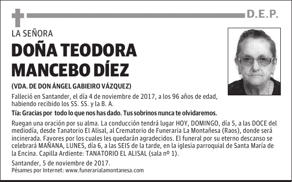 DOÑA TEODORA MANCEBO DÍEZ