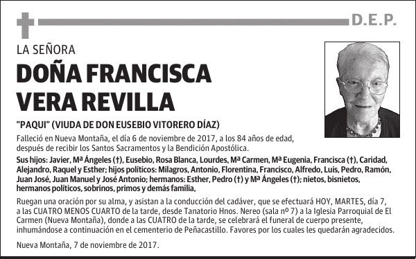 DOÑA FRANCISCA VERA REVILLA