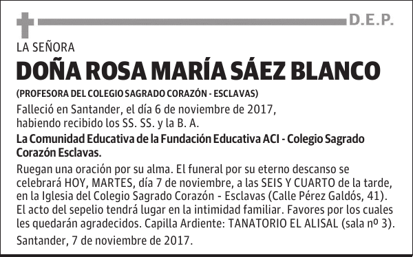 DOÑA ROSA MARÍA SÁEZ BLANCO